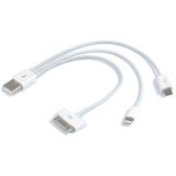 3in1 USB-kabel - Apple 30pins, Apple Lightning og Micro USB